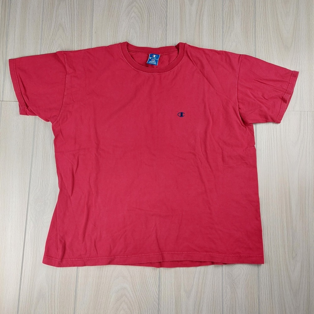 Champion T-Shirt Mens Large Red Vintage Made in USA Embroidered Single Stitch‎